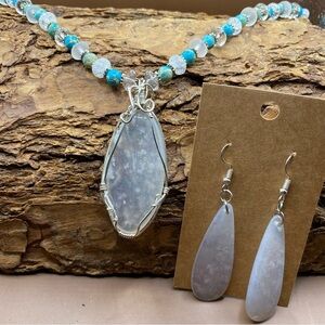 Smoky Chalcedony Necklace & Earring Set